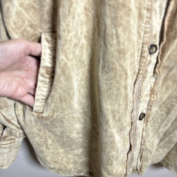 Bibi Corduroy Shacket Tan Pockets Distressed Women's Size XL Style IP4500-01 - Picture 5 of 16